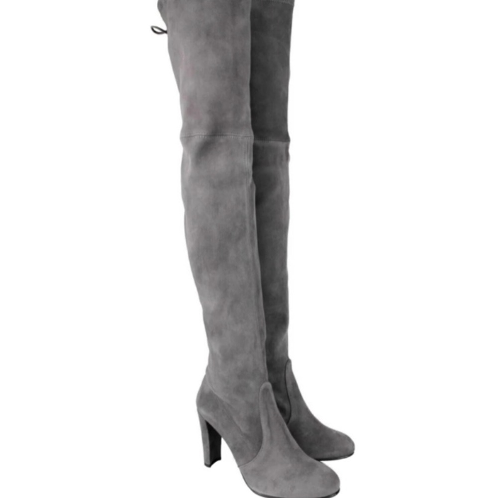 Stuart Weitzman Highland Suede Grey Over the Knee Boots
